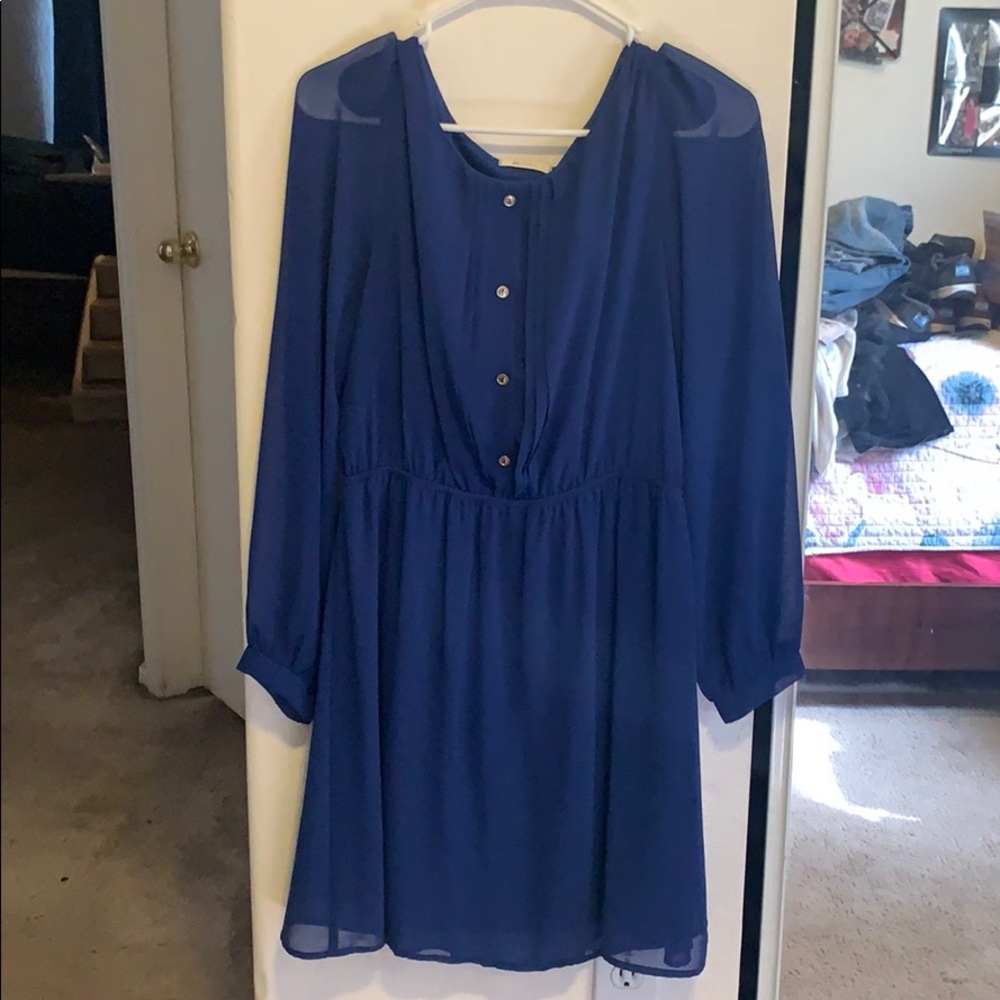 Long sleeve blue dress